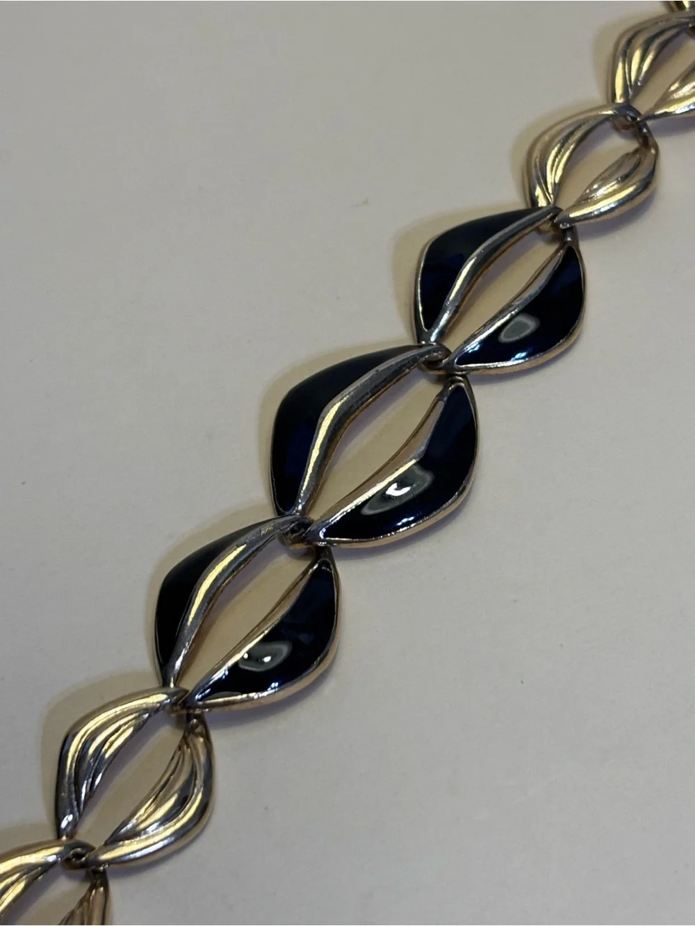 Vintage Trifari Gold-Tone Black Enamel Bracelet 7.25”